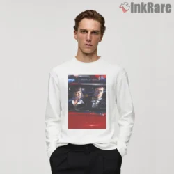 Mia And Vincent Night Drive Shirt on white long sleeve shirt for men graphic tee