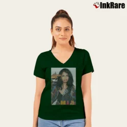 Women’s mia bad girls pop rap fashion V-Neck Tee in forest green | Chic Neckline, Soft Texture