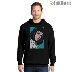 Mia Wallace Lichtenstein Pop Art Shirt on black hoodie for men graphic tee