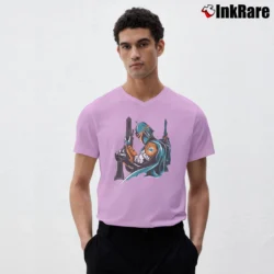 Men’s Miami Dolphins Boba Fett Star Wars Football V-Neck Tee in light pink | Sharp, Breathable, Everyday Staple