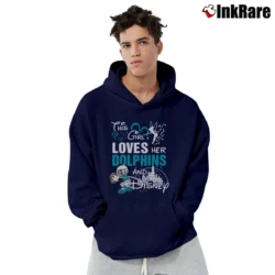 Men’s Miami Dolphins Mickey Mouse This Girl Loves Her Team Pullover Hoodie in navy | Cozy, Durable, Modern Fit