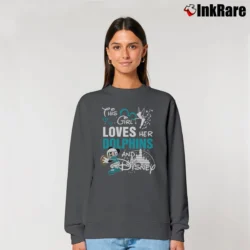 Women’s Miami Dolphins Mickey Mouse This Girl Loves Her Team Relaxed Sweatshirt in charcoal | Soft, Laid-Back Vibe