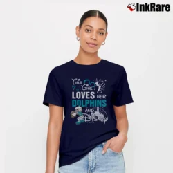 Women’s Miami Dolphins Mickey Mouse This Girl Loves Her Team Signature T-Shirt in navy | Soft, Flattering Fit
