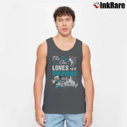 Men’s Miami Dolphins Mickey Mouse This Girl Loves Her Team Tank Top in charcoal | Breathable, Active-Friendly Design