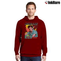 Men’s Michael J Fox Teen Beat Pullover Hoodie in maroon | Cozy, Durable, Modern Fit