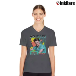 Women’s Michael J Fox Teen Beat V-Neck Tee in charcoal | Chic Neckline, Soft Texture