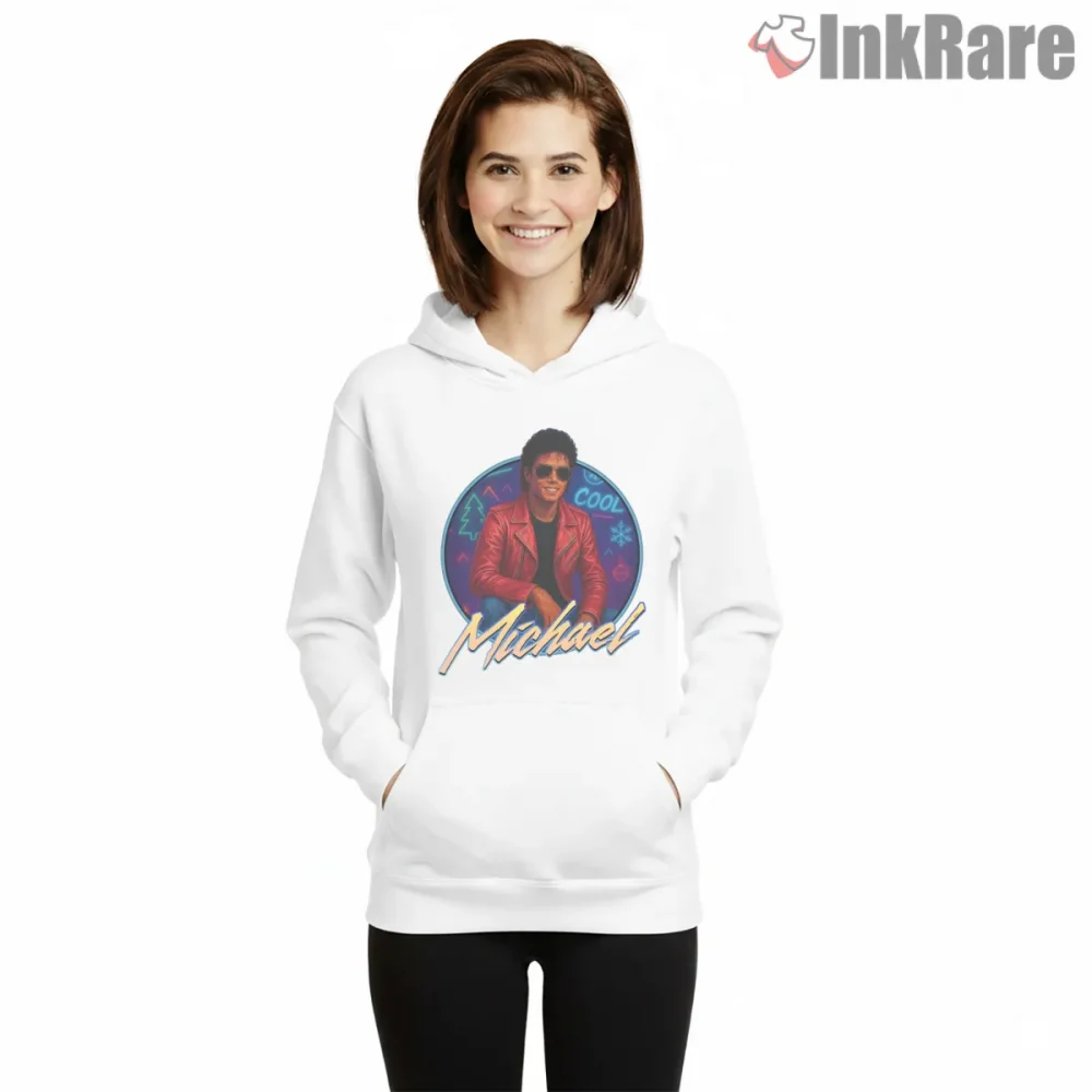 Michael Jackson 80s Retro Cool Portrait Shirt on white hoodie for women graphic tee