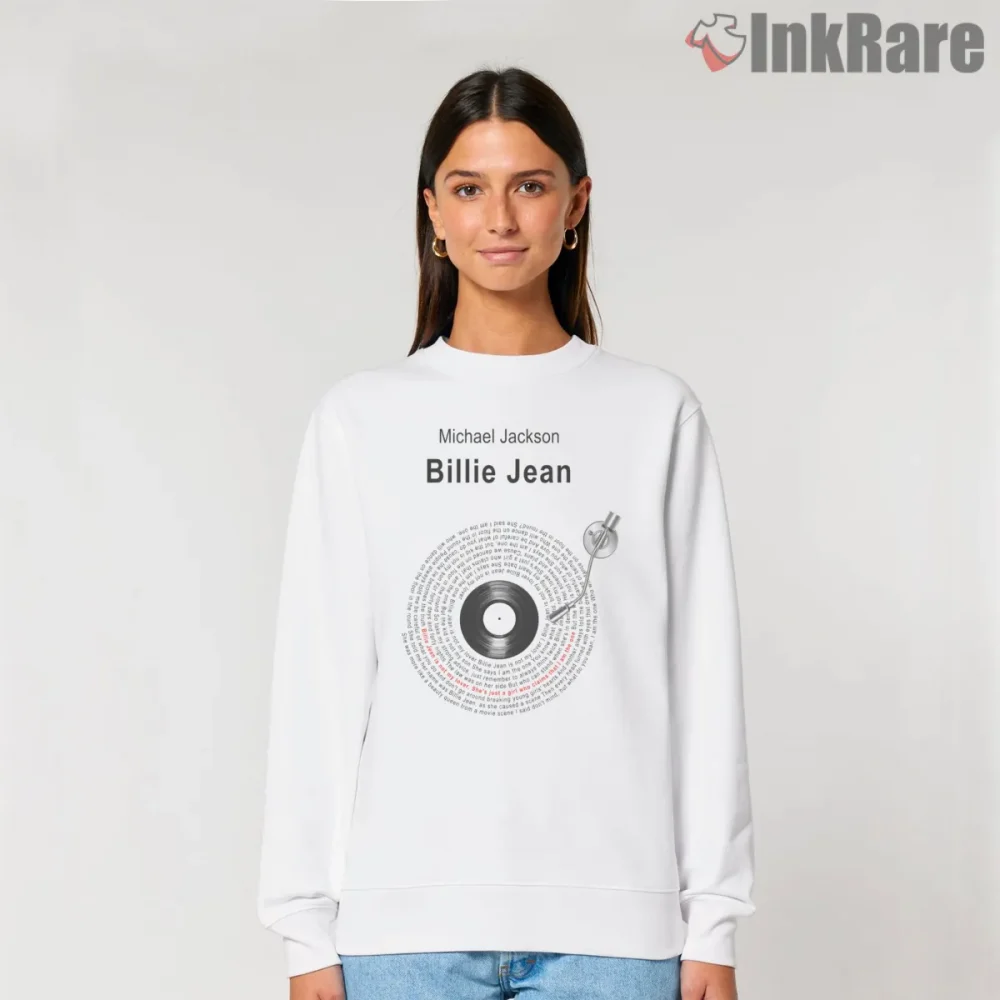 Michael Jackson Billie Jean Vinyl Lyrics Art Shirt on graphic shirt for women graphic tee