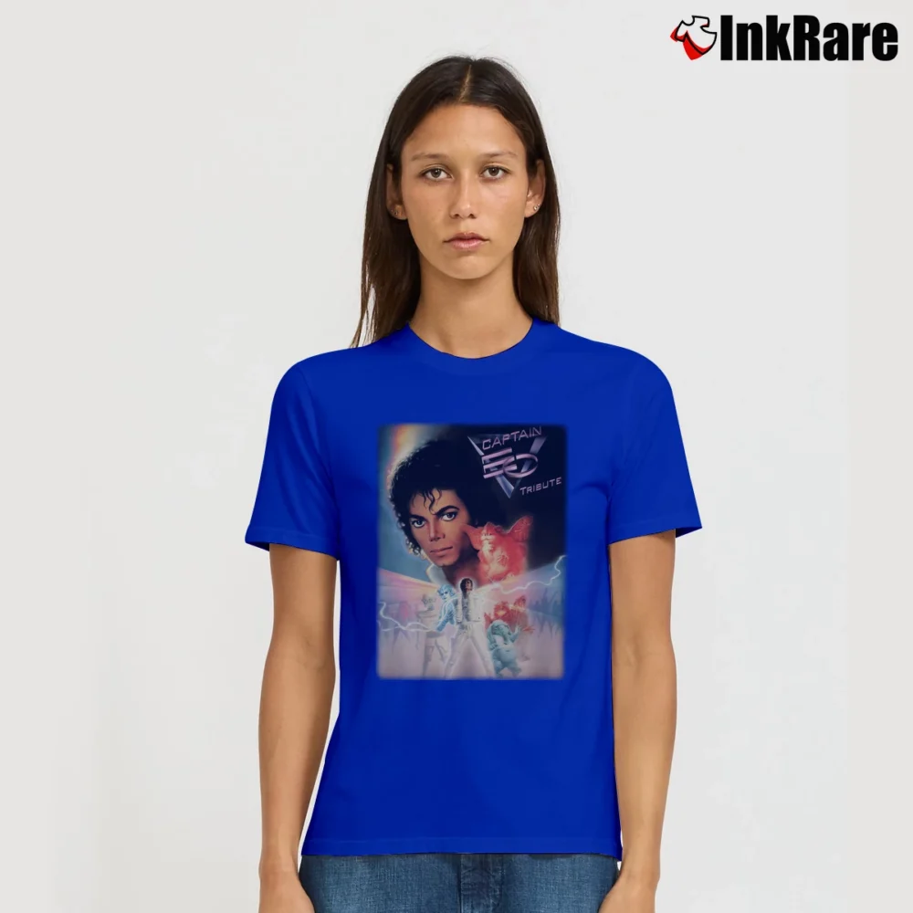 Women’s Michael Jackson Captain Eo Tribute Signature T-Shirt in royal blue | Soft, Flattering Fit