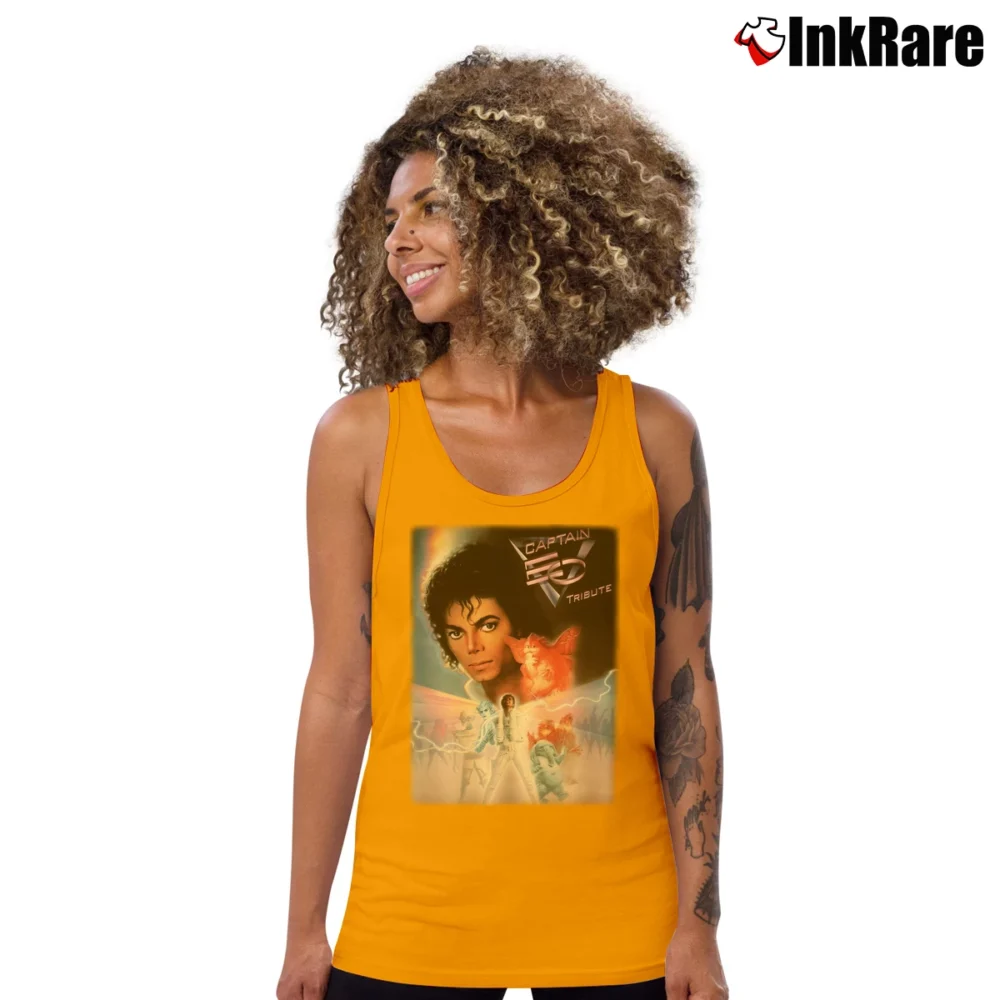 Women’s Michael Jackson Captain Eo Tribute Tank Top in orange | Lightweight, Movement-Friendly