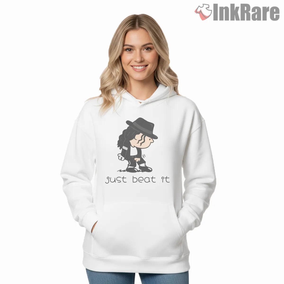 Michael Jackson Cartoon Beat It Dance Hoodie White Michael Jackson Cartoon Beat It Dance Shirt on white hoodie for women graphic tee