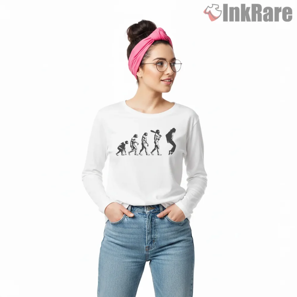Michael Jackson Evolution To Moonwalk Shirt on white long sleeve shirt for women graphic tee