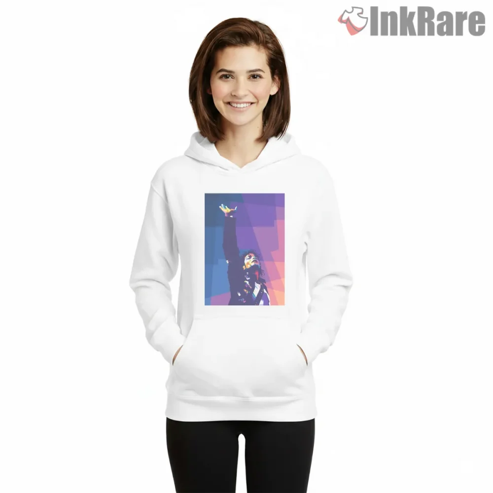 Michael Jackson Geometric Pop Portrait Shirt on white hoodie for women graphic tee