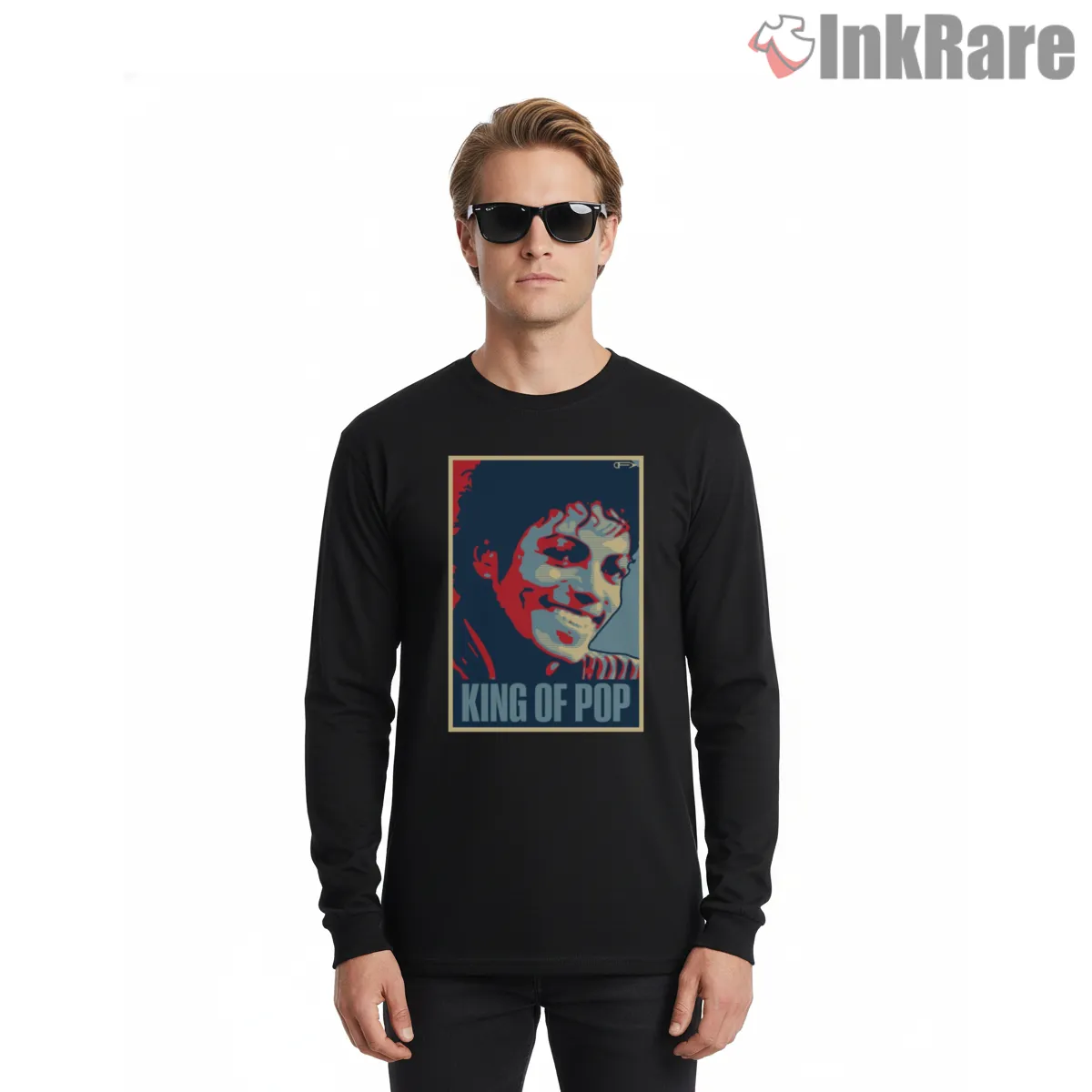 Michael Jackson King Of Pop Poster Portrait Long Sleeve Black Michael Jackson King Of Pop Poster Portrait Shirt on black long sleeve shirt for men graphic tee