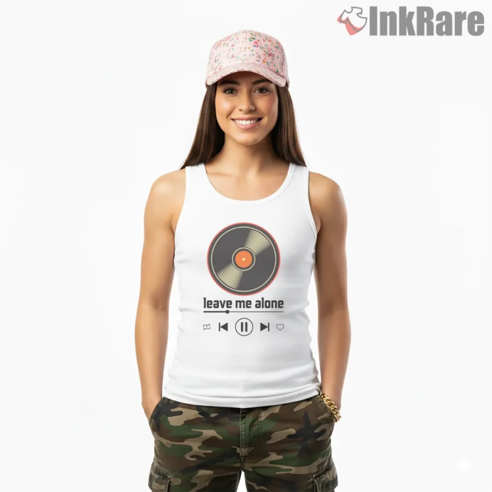 Michael Jackson Leave Me Alone Vinyl Record Shirt on white tank top for women graphic tee