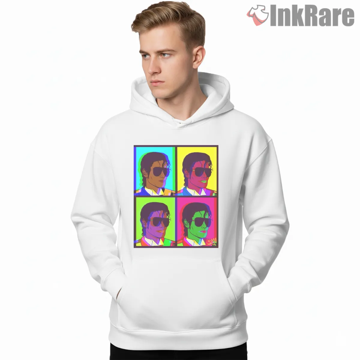 Michael Jackson Legend Pop Art Grid Hoodie White Michael Jackson Legend Pop Art Grid Shirt on white hoodie for men graphic tee
