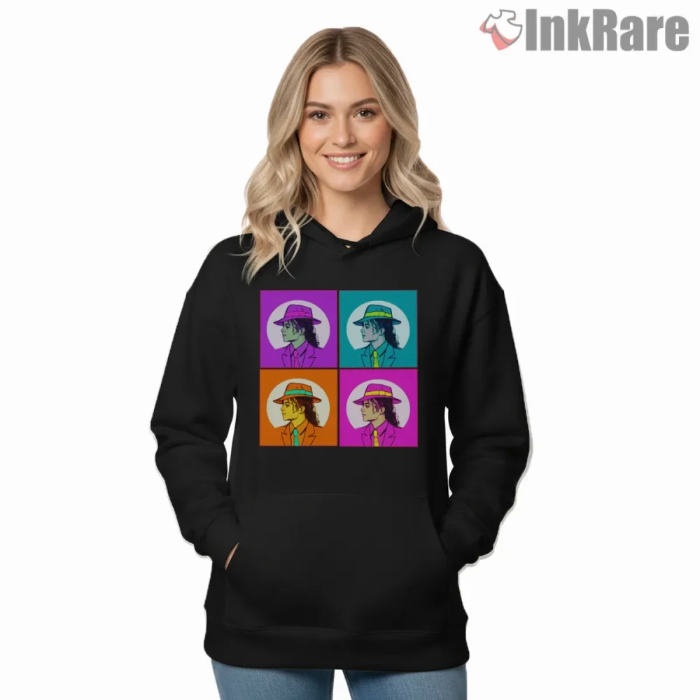Michael Jackson Pop Art Color Grid Portrait Shirt on black hoodie for women graphic tee
