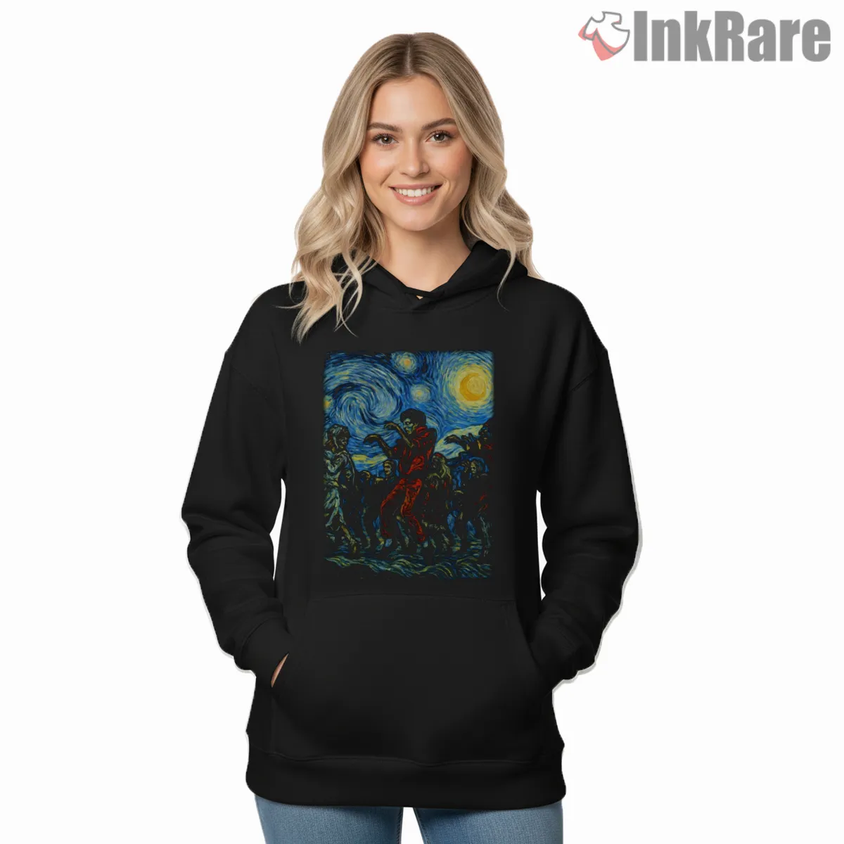 Michael Jackson Starry Night Thriller Dance Hoodie Black Michael Jackson Starry Night Thriller Dance Shirt on black hoodie for women graphic tee