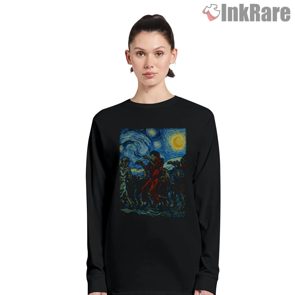 Michael Jackson Starry Night Thriller Dance Long Sleeve Black Michael Jackson Starry Night Thriller Dance Shirt on black long sleeve shirt for women graphic tee