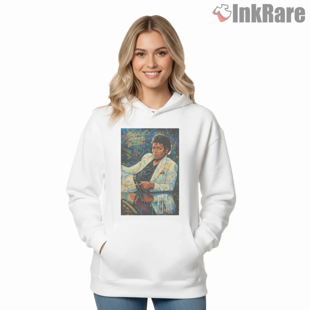 Michael Jackson Thriller Mosaic Portrait Shirt on white hoodie for women graphic tee