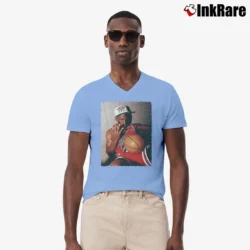 Men’s Michael Jordan 3 Times Back to Back Champ V-Neck Tee in light blue | Sharp, Breathable, Everyday Staple