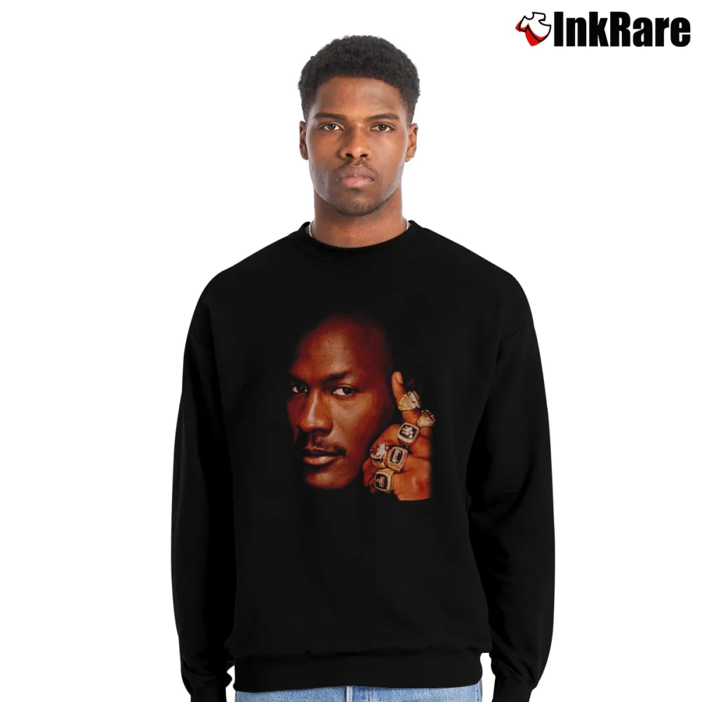 Men’s Michael Jordan 6 Rings Crewneck Sweatshirt in black | Cozy Fabric, Clean Style