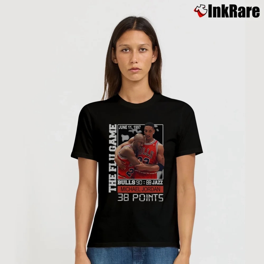 Women’s Michael Jordan Flu Game Basketball Signature T-Shirt in black | Soft, Flattering Fit