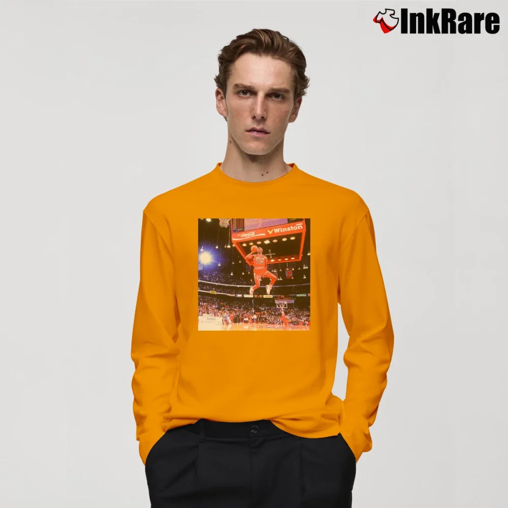 Men’s michael jordan let me fly for Basketball and Air Jordan Fans Long-Sleeve Shirt in orange | Sleek, Lightweight, Year-Round Wear