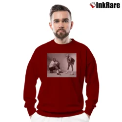 Men’s michael jordan spike lee photo for Basketball Culture Fans Crewneck Sweatshirt in maroon | Cozy Fabric, Clean Style