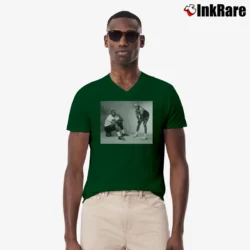 Men’s michael jordan spike lee photo for Basketball Culture Fans V-Neck Tee in forest green | Sharp, Breathable, Everyday Staple