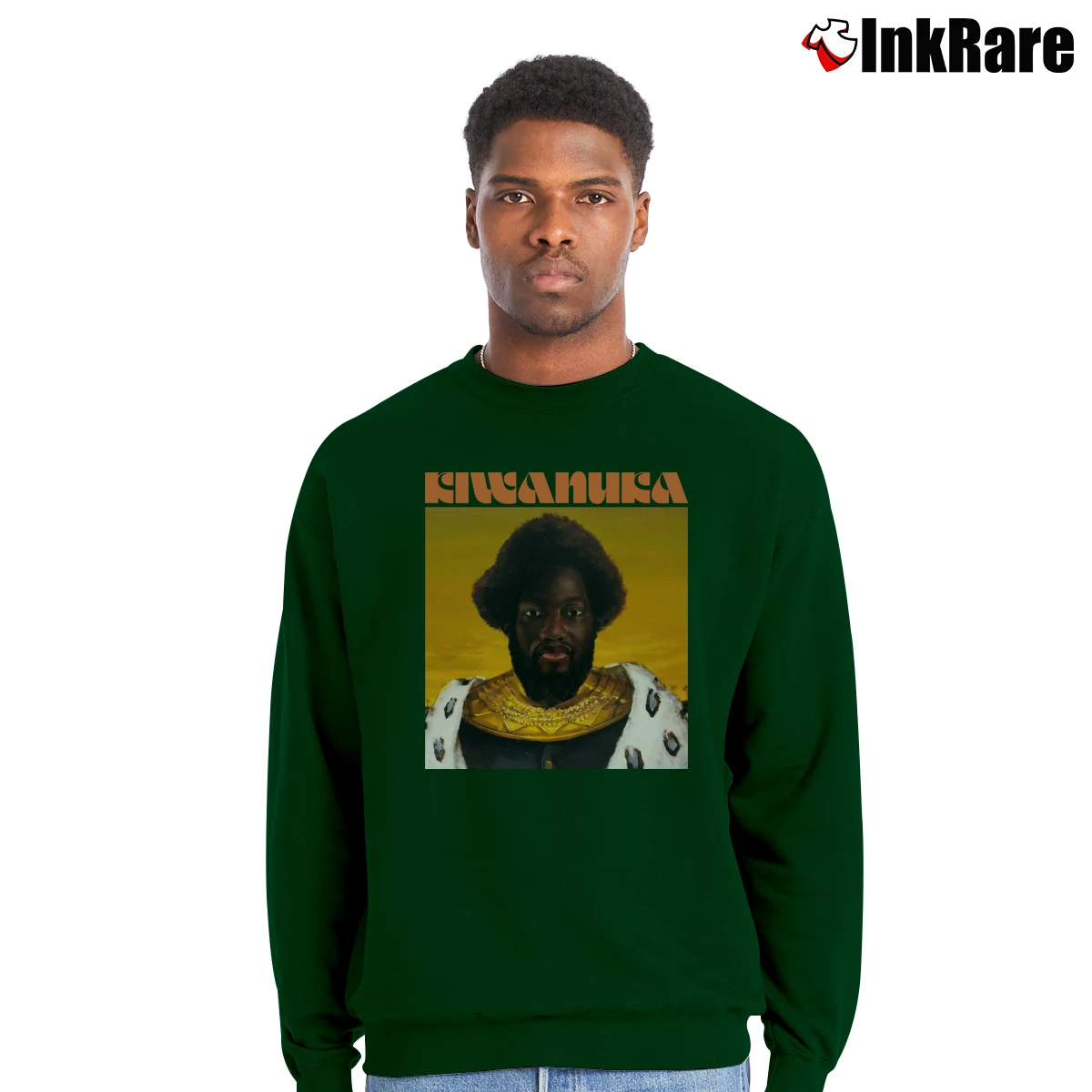 Men’s Michael Kiwanuka Crewneck Sweatshirt in forest green | Cozy Fabric, Clean Style