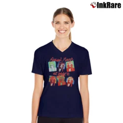 Women’s Michael Monroe Not Faking It Album V-Neck Tee in navy | Chic Neckline, Soft Texture