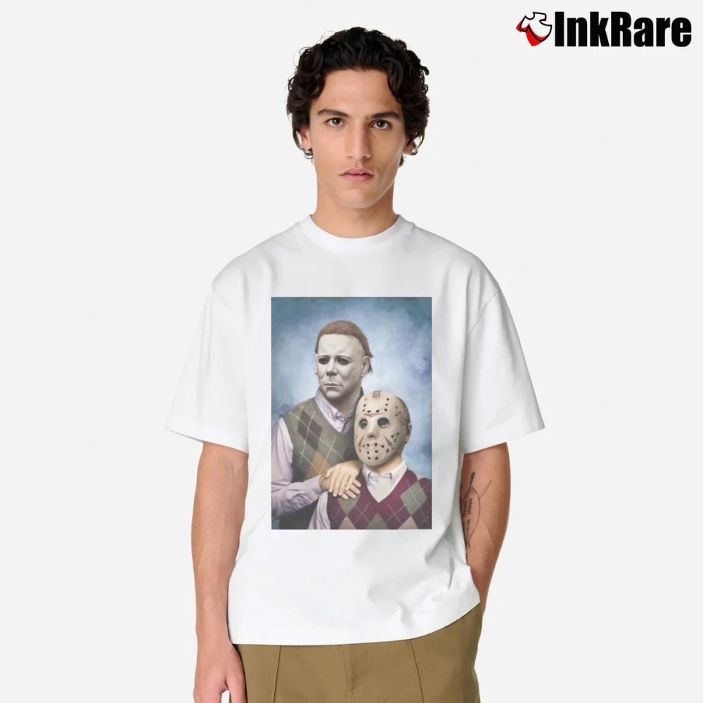 Men’s Michael Myers And Jason Voorhees Step Brothers Classic T-Shirt in white | Soft, Breathable Everyday Wear