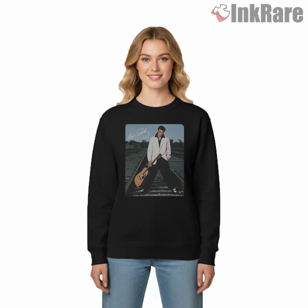 Michael St Gerard Elvis Rail Track Scene Shirt on graphic shirt for women graphic tee