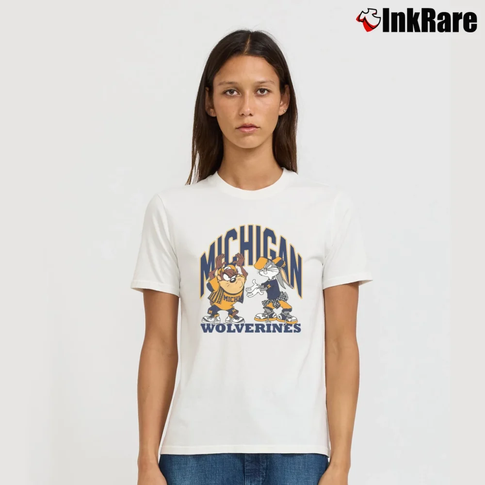 Women’s Michigan Wolverines Looney Tunes University Signature T-Shirt in white | Soft, Flattering Fit