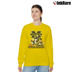 Women’s Michigan Wolverines Mickey Donald Goofy Football Relaxed Sweatshirt in yellow | Soft, Laid-Back Vibe