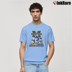 Men’s Michigan Wolverines Mickey Donald Goofy Football Classic T-Shirt in light blue | Soft, Breathable Everyday Wear