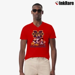 Men’s Michigan Wolverines Mickey Donald Goofy Football V-Neck Tee in red | Sharp, Breathable, Everyday Staple