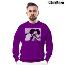 Men’s Mick and Bianca Rose Hartman Retro Crewneck Sweatshirt in purple | Cozy Fabric, Clean Style