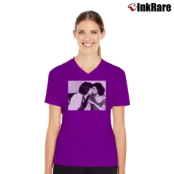 Women’s Mick and Bianca Rose Hartman Retro V-Neck Tee in purple | Chic Neckline, Soft Texture