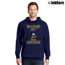 Men’s Mickey 1971 Anniversary Walt Disney Magic Pullover Hoodie in navy | Cozy, Durable, Modern Fit