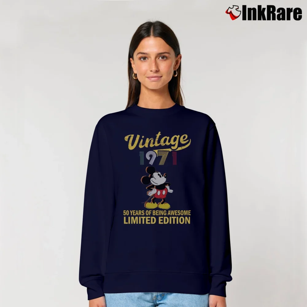 Women’s Mickey 1971 Anniversary Walt Disney Magic Relaxed Sweatshirt in navy | Soft, Laid-Back Vibe