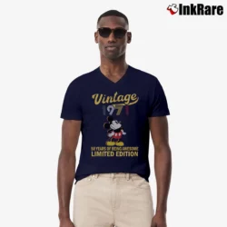 Men’s Mickey 1971 Anniversary Walt Disney Magic V-Neck Tee in navy | Sharp, Breathable, Everyday Staple