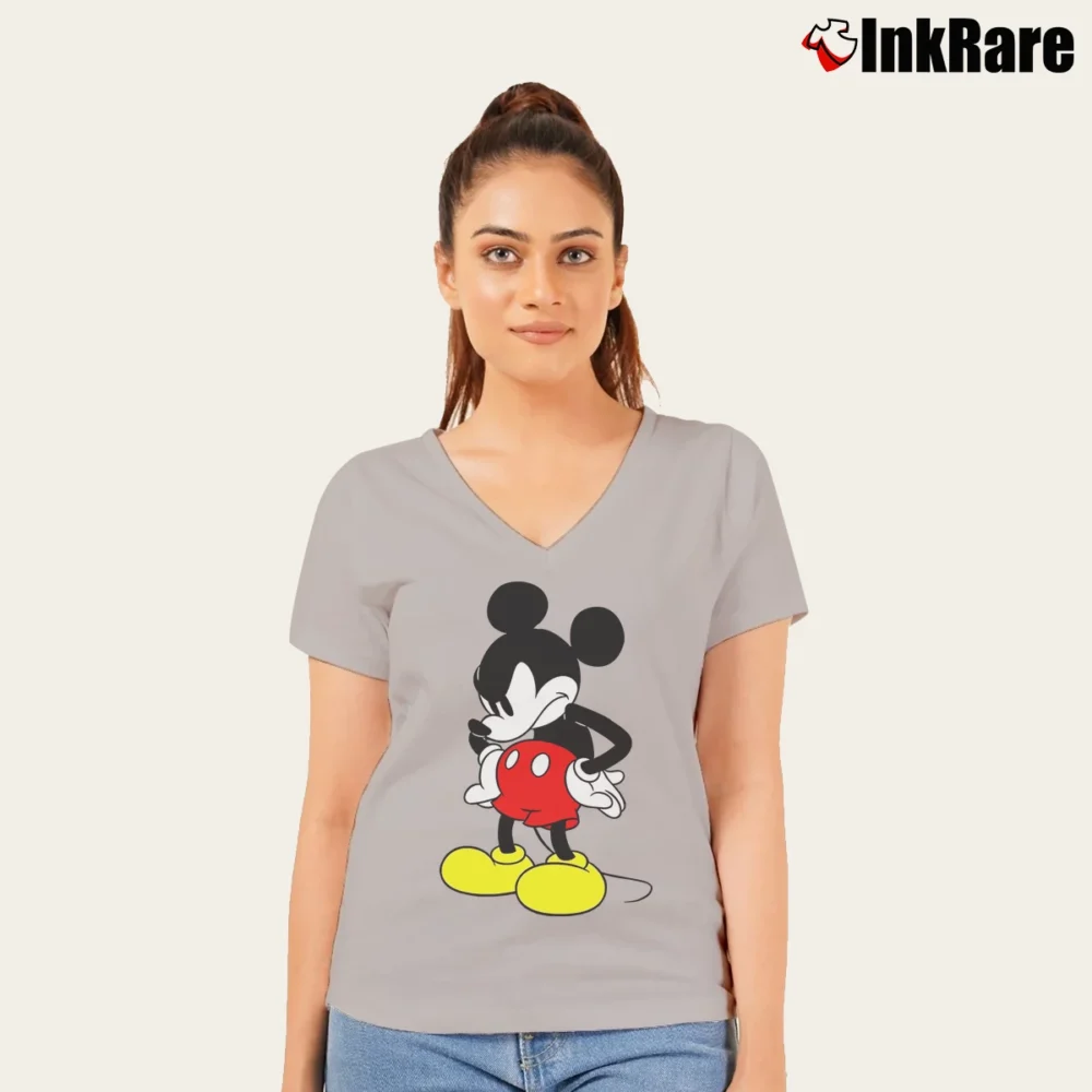 Women’s Mickey 90th Anniversary Rag Bone Collection V-Neck Tee in sport grey | Chic Neckline, Soft Texture