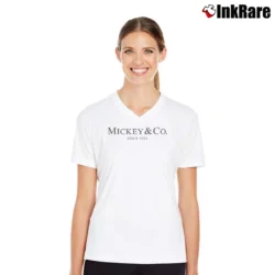 Women’s Mickey And Co Mickey Mouse Disney Vacation V-Neck Tee in white | Chic Neckline, Soft Texture