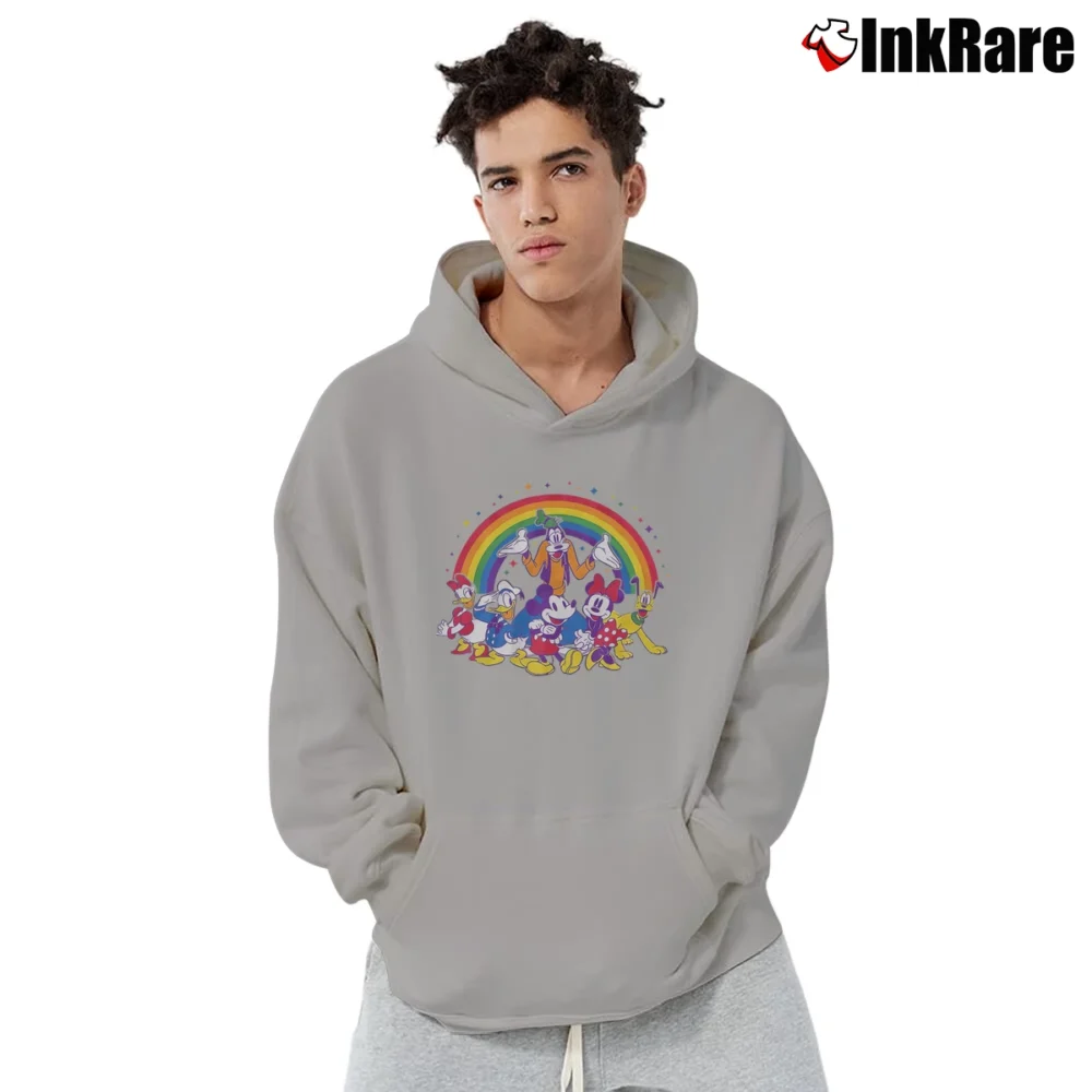 Men’s Mickey And Friends Rainbow Pride Disney Pullover Hoodie in sport grey | Cozy, Durable, Modern Fit