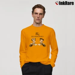 Men’s Mickey And Minnie Disneyland Burberry Logo Long-Sleeve Shirt in orange | Sleek, Lightweight, Year-Round Wear