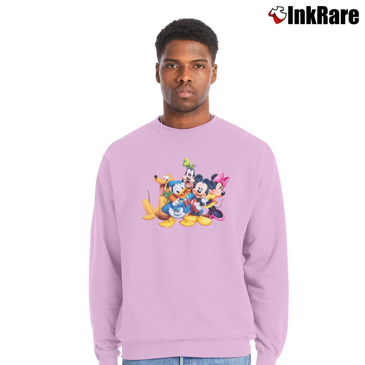 Men’s Mickey And The Gang Crewneck Sweatshirt in light pink | Cozy Fabric, Clean Style