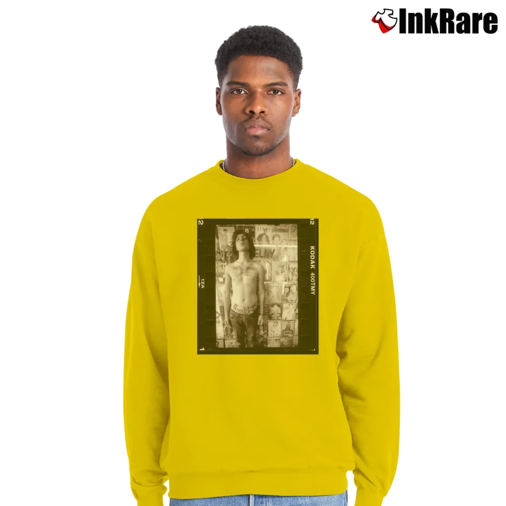 Men’s Mickey Avalon Album Cover Crewneck Sweatshirt in yellow | Cozy Fabric, Clean Style