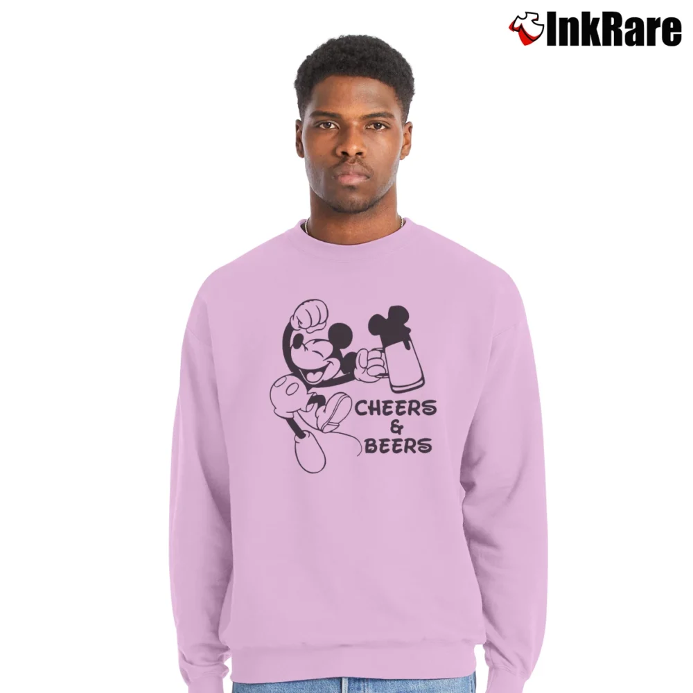 Men’s Mickey Cheers And Beers Epcot Food Festival Disney Crewneck Sweatshirt in light pink | Cozy Fabric, Clean Style